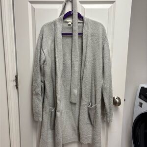 Women's Gray Open-Front Sweater Bathrobe
